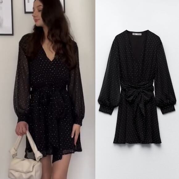ZARA RHINESTONE BELTED MINI DRESS - Picture 1 of 10